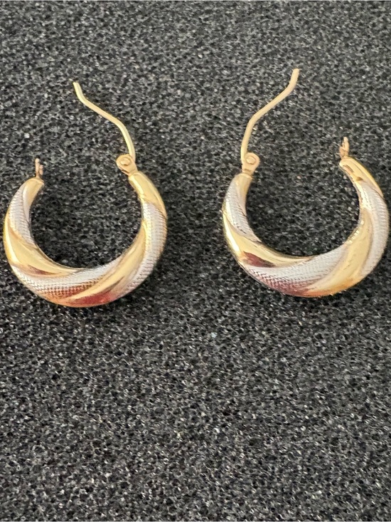 QVC Jewelry - Gold 3/4” Two-Tone Crescent Hoop Earrings